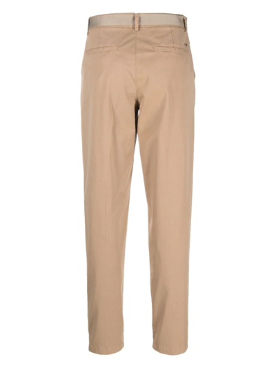 Shop Tommy Hilfiger Belted High-waist Trousers In Neutrals