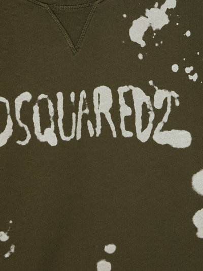Shop Dsquared2 Teen Logo-print Cotton Sweatshirt In Green