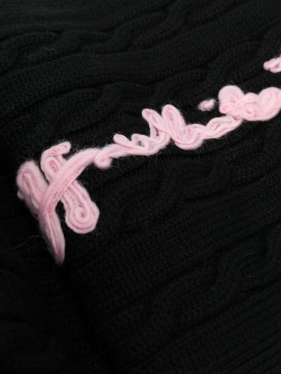 Off-white Off Cable Virgin Wool Scarf In Black