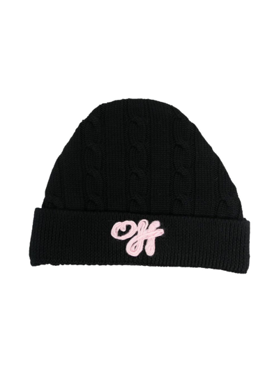 Shop Off-white Off Cable Virgin Wool Beanie In Black