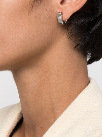 Shop Ferragamo Gancini Crystal-embellished Hoop Earrings In Silver