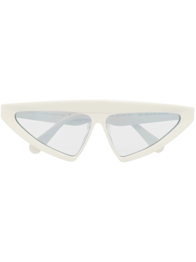 Shop Stella Mccartney Triangular Tinted Sunglasses In White