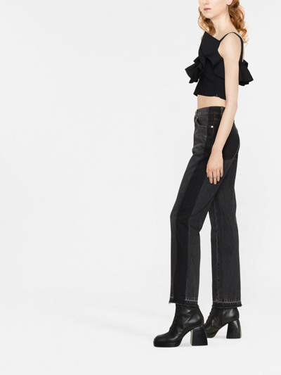 Shop Alexander Mcqueen Gathered-neckline Cropped Top In Black