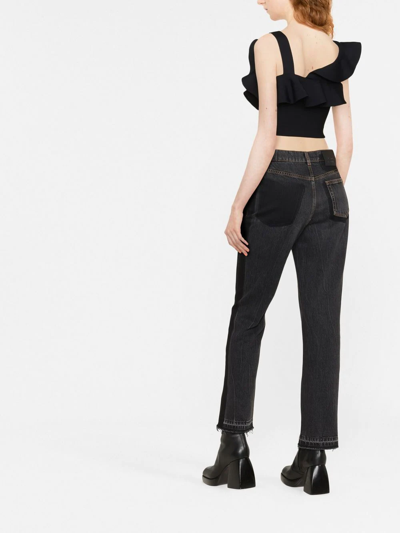 Shop Alexander Mcqueen Gathered-neckline Cropped Top In Black