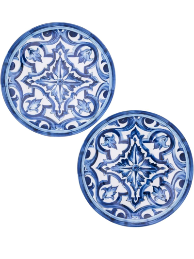 Shop Dolce & Gabbana Set-of-two Dinner Plates In Blue