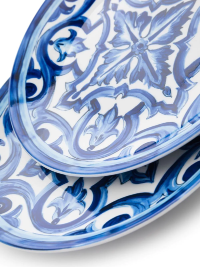 Shop Dolce & Gabbana Set-of-two Dinner Plates In Blue