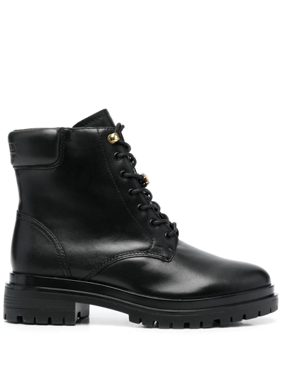 Shop Lauren Ralph Lauren Kenton Lace-up Combat Boots In Black