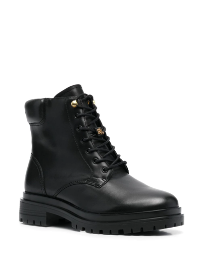 Shop Lauren Ralph Lauren Kenton Lace-up Combat Boots In Black