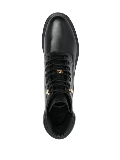 Shop Lauren Ralph Lauren Kenton Lace-up Combat Boots In Black