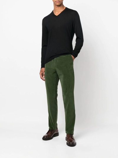 Fedeli V-neck Long-sleeve Jumper In Black