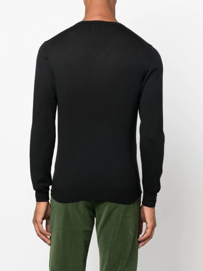 Shop Fedeli V-neck Long-sleeve Jumper In Black