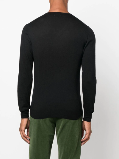 Fedeli V-neck Long-sleeve Jumper In Black