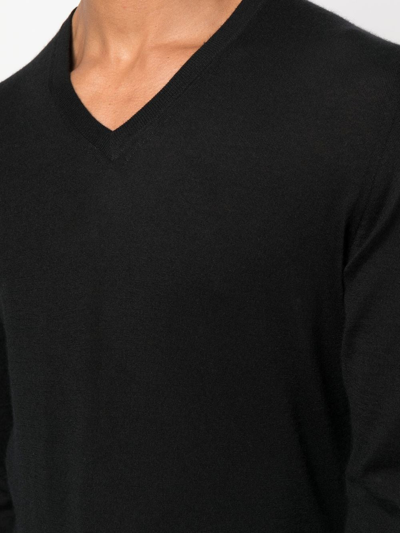 Fedeli V-neck Long-sleeve Jumper In Black
