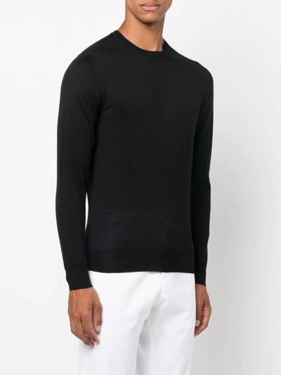 Fedeli Round-neck Jumper In Black