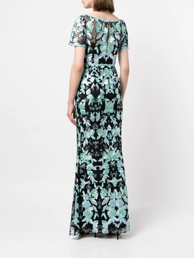 Marchesa Notte Floral-embroidered Tulle Trumpet Gown In Multicolour