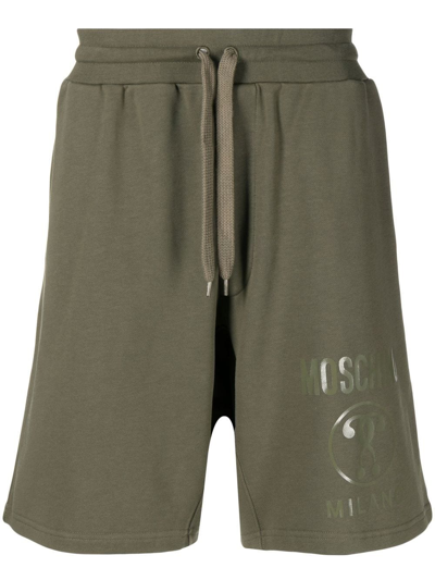 Shop Moschino Tonal-logo Track Shorts In Green