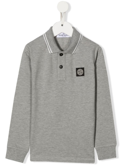 Shop Stone Island Junior Logo-patch Long-sleeve T-shirt In Grey