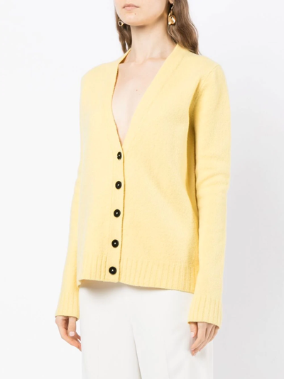 Shop Jil Sander V-neck Ribbed-knit Cardigan In Yellow