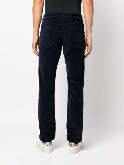 Shop Jacob Cohen Corduroy Five-pocket Straight-leg Trousers In Blue