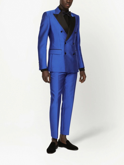 Shop Dolce & Gabbana Double-breasted Tuxedo Jacket In Blue