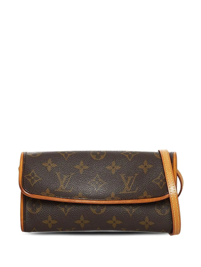Pre-owned Louis Vuitton 1999 Monogram Pochette Twin Pm Shoulder Bag In  Brown
