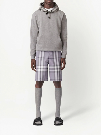 Shop Burberry Check-print Hoodie In Grey