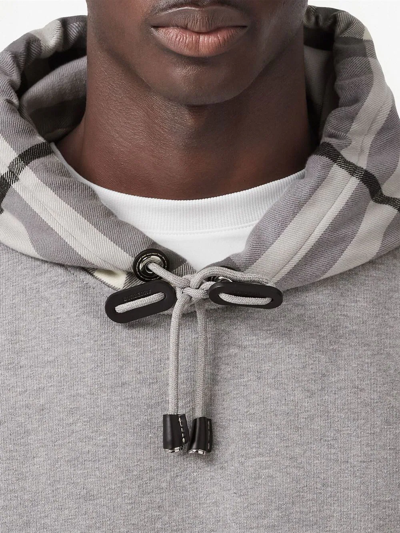 Shop Burberry Check-print Hoodie In Grey