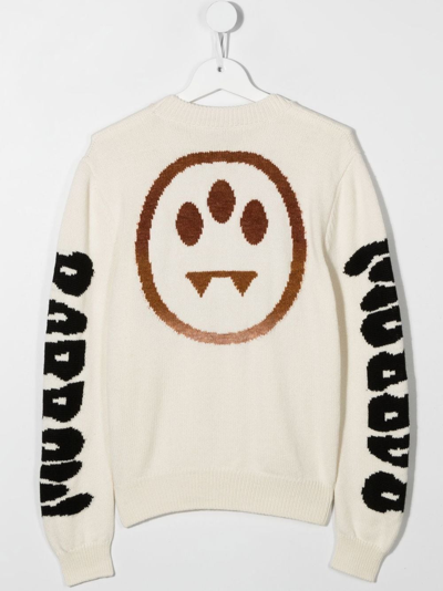 Shop Barrow Teen Logo-print Crew Neck Sweater In White