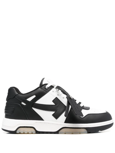Off-white Low-top Sneakers With Iconic Branding And Rubber Sole In Black