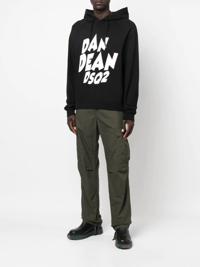 Dsquared2 Logo-print Pullover Hoodie In Black