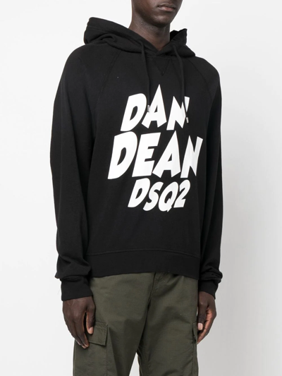 Dsquared2 Logo-print Pullover Hoodie In Black