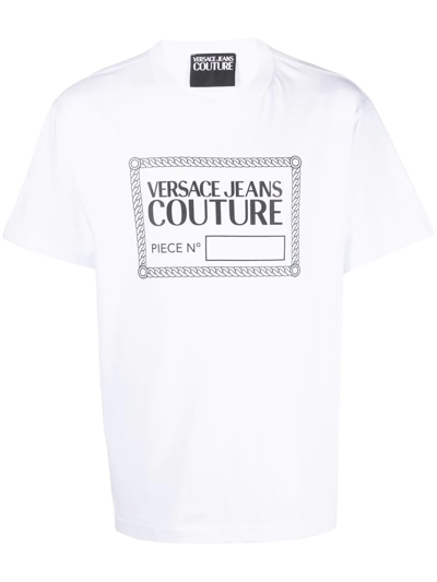 Shop Versace Jeans Couture Logo-print Short-sleeved T-shirt In White