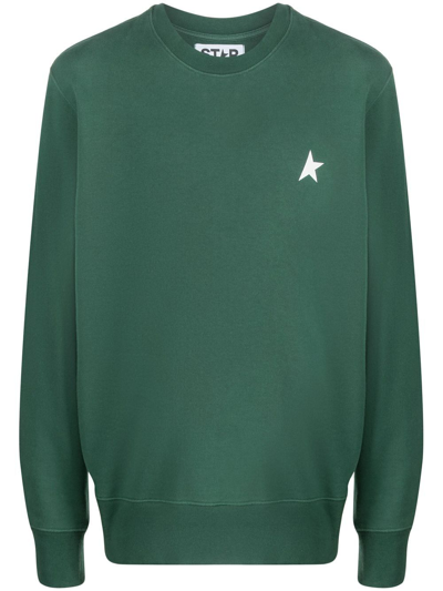 Shop Golden Goose Logo-print Cotton Sweatshirt In Green