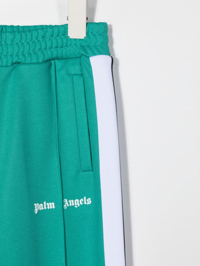 Shop Palm Angels Side-stripe Logo-print Track Pants In Blue