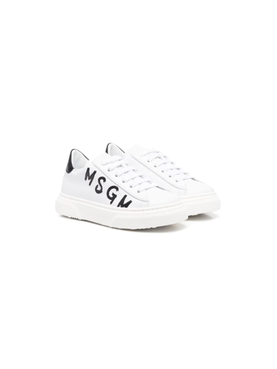 Shop Msgm Logo-print Low-top Sneakers In White