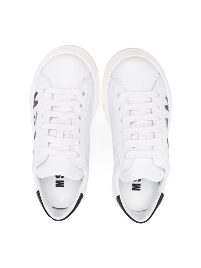 Shop Msgm Logo-print Low-top Sneakers In White