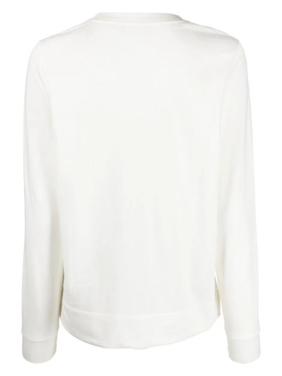 Calvin Klein Embossed-logo Long-sleeve T-shirt In Neutrals