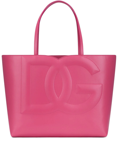 Shop Dolce & Gabbana Medium Dg Logo Tote Bag In Pink