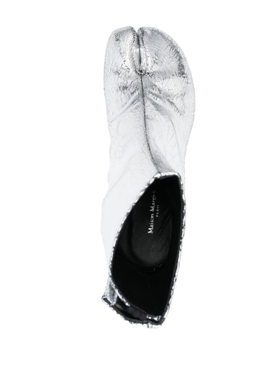 Shop Maison Margiela Tabi 80mm Mirror-effect Ankle Boots In Silver