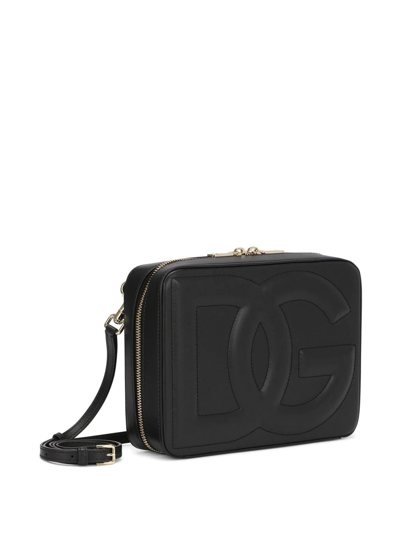 Dolce & Gabbana Black Crossbody Bag With Quilted Dg Logo In Leather Woman In Black