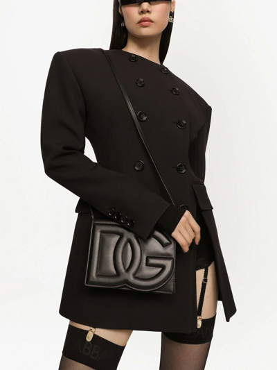 Shop Dolce & Gabbana Dg Logo Leather Crossbody Bag In Black