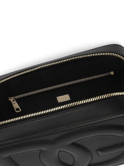 Dolce & Gabbana Black Crossbody Bag With Quilted Dg Logo In Leather Woman In Black