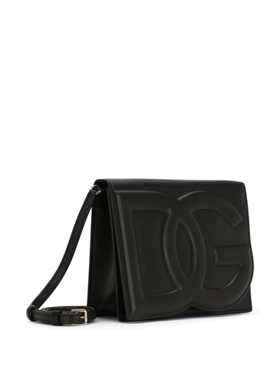 Shop Dolce & Gabbana Dg Logo Leather Crossbody Bag In Black