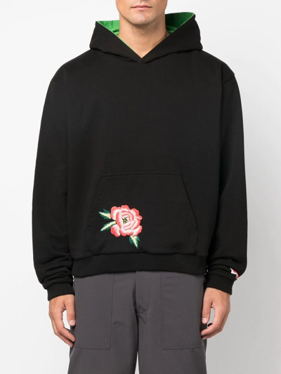 Shop Kenzo Embroidered-motif Cotton Hoodie In Black