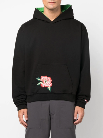 Kenzo Embroidered-motif Cotton Hoodie In Black