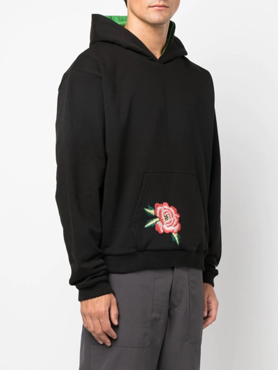 Shop Kenzo Embroidered-motif Cotton Hoodie In Black