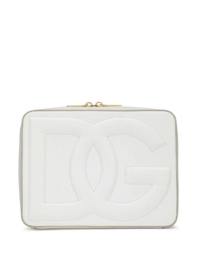 Shop Dolce & Gabbana Medium Dg Logo Camera Bag In White