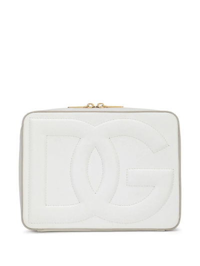 Dolce & Gabbana Medium Logo Camera Bag In Calf Leather In White