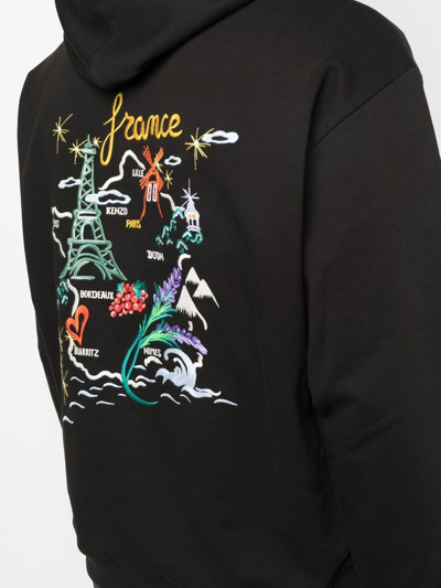 Shop Kenzo Embroidered-motif Cotton Hoodie In Black