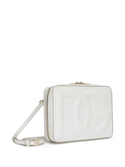 Dolce & Gabbana Medium Logo Camera Bag In Calf Leather In White